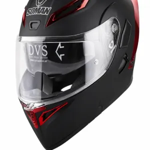 کلاه کاسکت فک متحرک SOMAN مدل 955 MATT-BLACK-ELECTROPLATED-RED