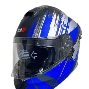 کلاه کاسکت فک متحرک MA2 مدل 963 MATT BLACK BLUE
