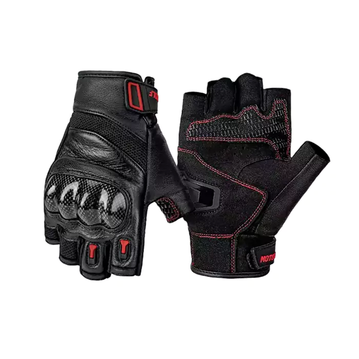 دستکش نیمه چرمی پروتکشن دار MOTOWOLF مدل BLACK RED دستکش نیمه چرمی پروتکشن دار MOTOWOLF مدل BLACK RED