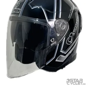 کلاه کاسکت بدون فک SOMAN مدل SM523 THUNDER BLACK SILVER