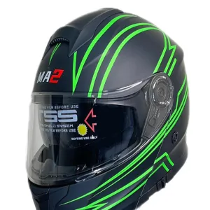 کلاه کاسکت فک متحرک MA2 مدل 965 GRAPHIC MATT GREEN