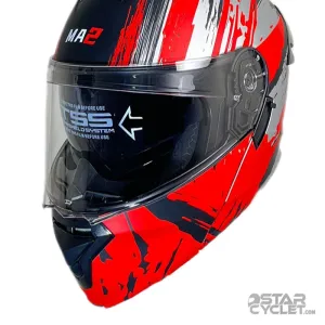 کلاه کاسکت فک متحرک MA2 مدل 963 MATT BLACK RED