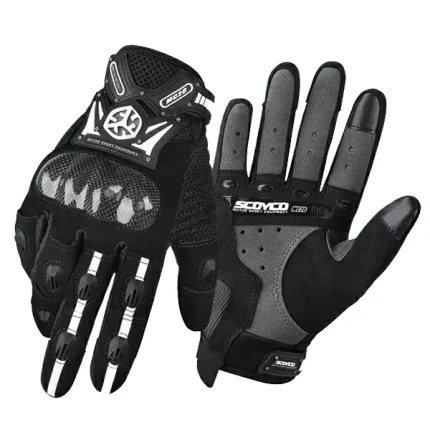 دستکش چهارفصل موتورسواری اسکایکو مدل MC20WP BLACK WHITE