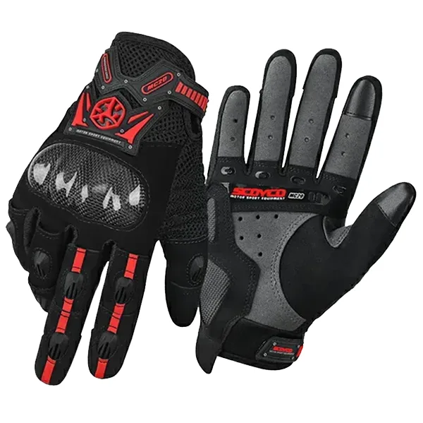 دستکش چهارفصل موتورسواری اسکایکو مدل MC20WP BLACK RED دستکش چهارفصل موتورسواری اسکایکو مدل MC20WP BLACK RED