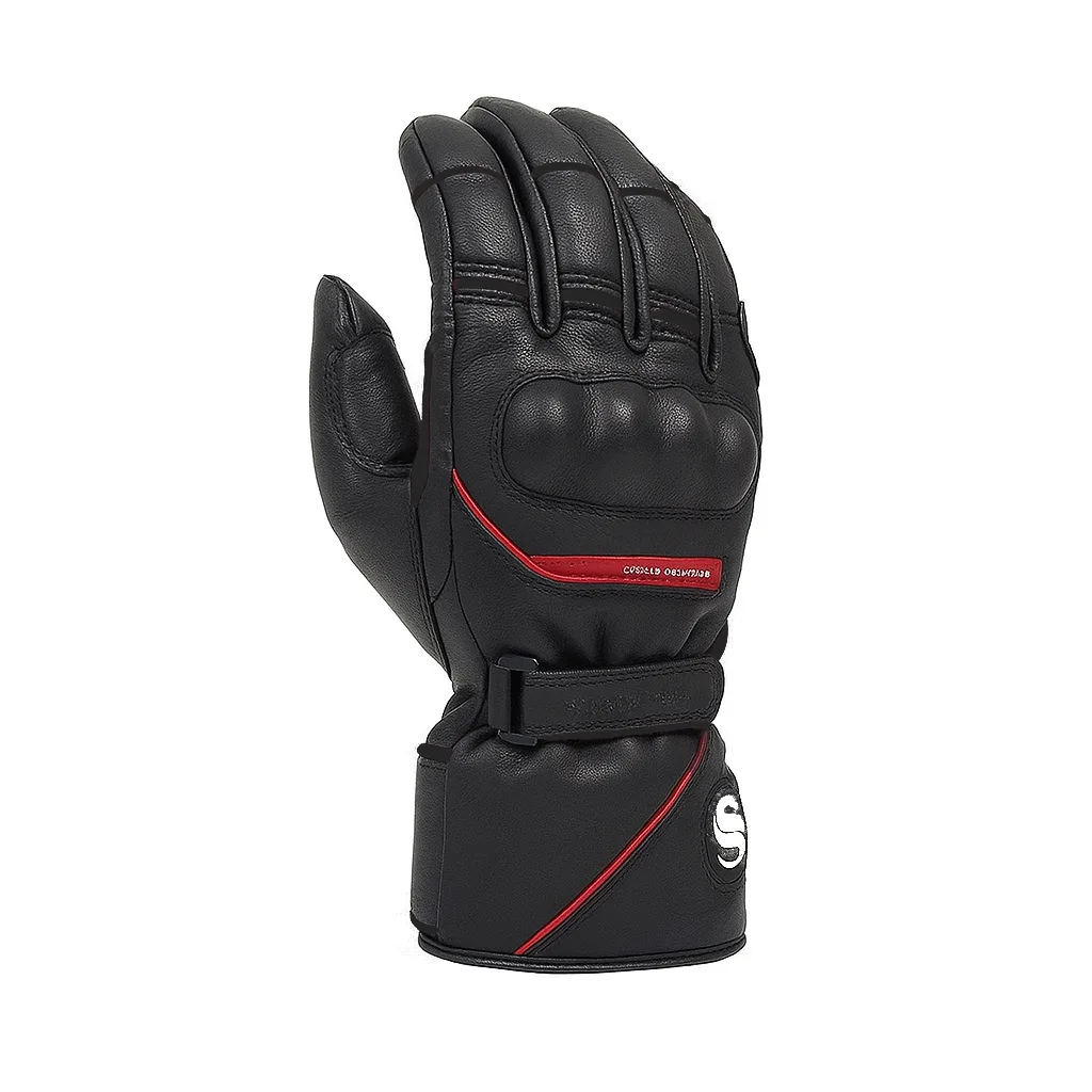 دستکش چرم زمستانی هیتردار موتورسواری STAR مدل SKG 541 BLACK RED دستکش چرم زمستانی هیتردار موتورسواری STAR مدل SKG 541 BLACK RED