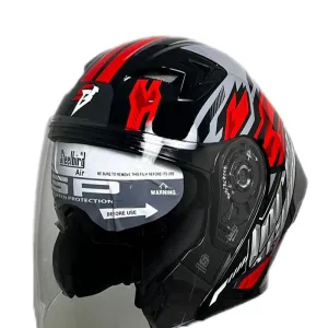 کلاه کاسکت بدون فک steelbird مدل black red gray