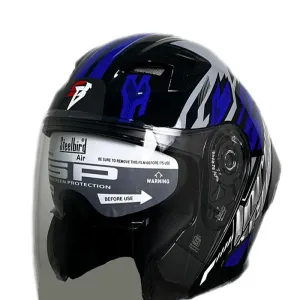 کلاه کاسکت بدون فک steelbird مدل black blue gray