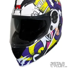 کلاه کاسکت فک متحرک RAPIDO مدل 950 MATT WHITE PURPLE YELLOW 74#C