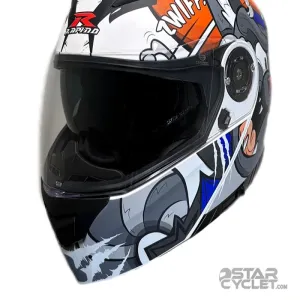 کلاه کاسکت فک متحرک RAPIDO مدل 950 MATT WHITE ORANGE 74#B