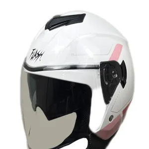 کلاه کاسکت بدون فک FLASH مدل 852 GLOSSY PINK WHITE 34#K