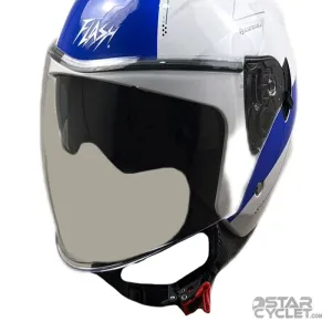 کلاه کاسکت بدون فک FLASH مدل 852 GLOSSY WHITE BLUE 46#B