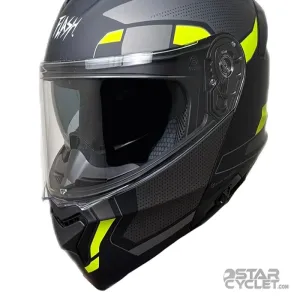 کلاه کاسکت فک متحرک FLASH مدل 935 SV MATT BLACK NEON YELLOW 2#B