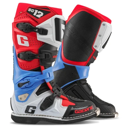 بوت کراسی موتورسواری GAERNE مدل BLACK RED WHITE BLUE