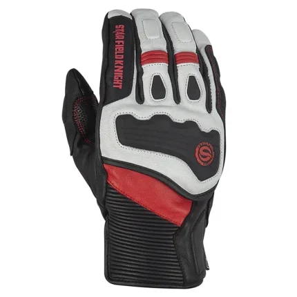 دستکش چرم زمستانی موتورسواری STAR مدل SKG 551 BLACK WHITE RED