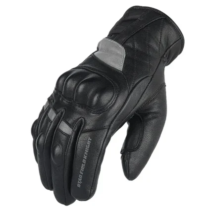 دستکش چرم زمستانی موتورسواری STAR مدل SKG 542 BLACK GRAY