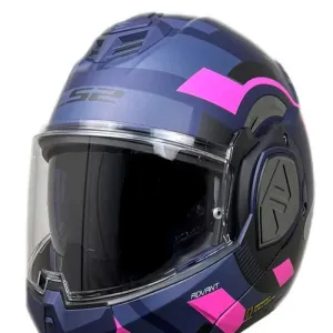 کلاه کاسکت فول متحرک LS2 مدل ADVANT 906 MATT BLUE FLUO PINK