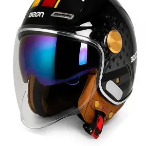 کلاه کاسکت بدون فک بئون مدل 122 BLACK RED YELLOW