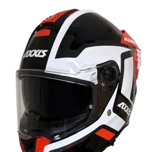 کلاه کاسکت فک ثابت AXXIS مدل HAWK WHITE BLACK RED