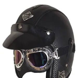 کلاه کاسکت وسپایی چرمی عینکدار KAVAN مدل BLACK کلاه کاسکت وسپایی چرمی عینکدار KAVAN مدل BLACK