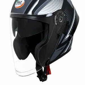 کلاه کاسکت بدون فک ام اس پی مدل 336MATT GRAY BLACK WHITE