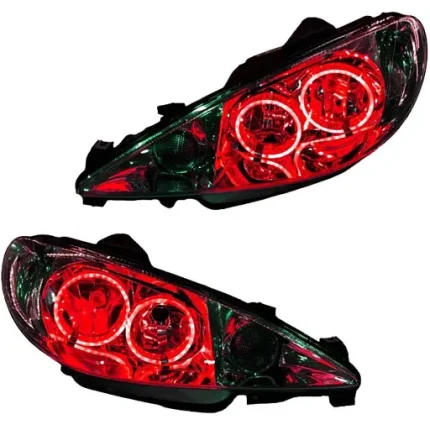 چراغ جلو اسپرت پژو 206 کروز مدل حلقه 3D قرمز داخل فابریک بدون موتور دو عددی