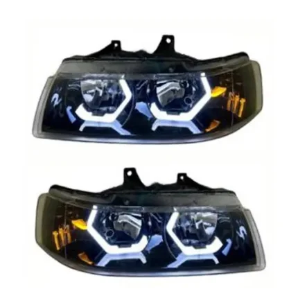 چراغ جلو اسپرت سمند LX طرح BMW سه بعدی با راهنما (چپ و راست) سفید مات