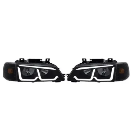 چراغ جلو اسپرت سمند LX طرح BMW تمام پلکسی (چپ و راست) سفید