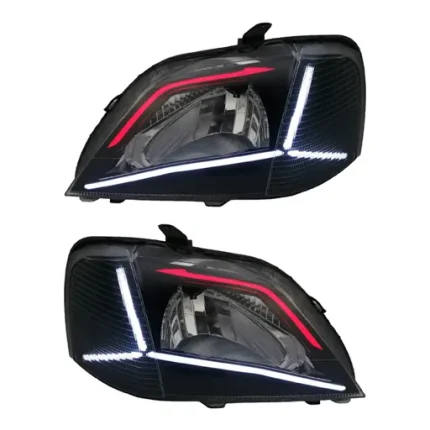 چراغ جلو اسپرت ال 90 طرح BENZ تمام پلکسی (چپ و راست) سفید ابرو قرمز