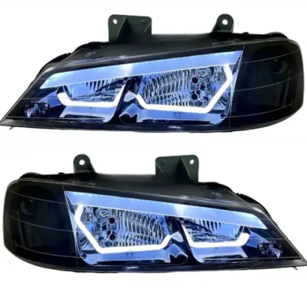 چراغ جلو اسپرت پژو پارس طرح BMW ابرو سه بعدی (چپ و راست) سفید مات