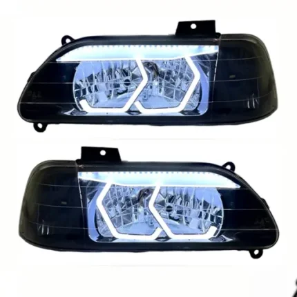 چراغ جلو اسپرت پراید طرح BMW ابرو سه بعدی (چپ و راست) سفید