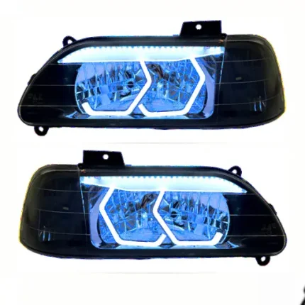 چراغ جلو اسپرت پراید طرح BMW ابرو سه بعدی (چپ و راست) آبی