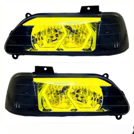 چراغ جلو اسپرت پراید طرح BMW ابرو سه بعدی (چپ و راست) طلایی