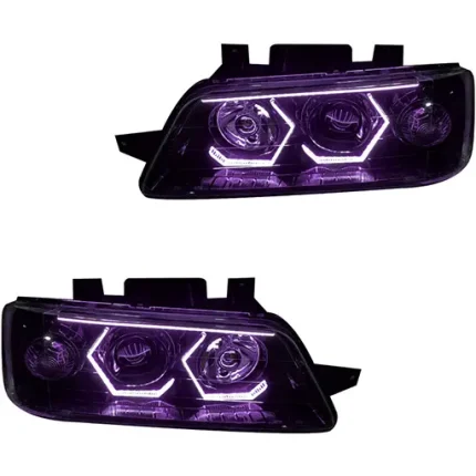 چراغ جلو اسپرت پژو 405 SLX مدرن مدل 3D-Hexa بنفش داخل مشکی بدون موتور دو عددی