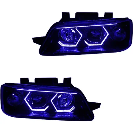 چراغ جلو اسپرت پژو 405 SLX مدرن مدل 3D-Hexa آبی داخل مشکی بدون موتور دو عددی