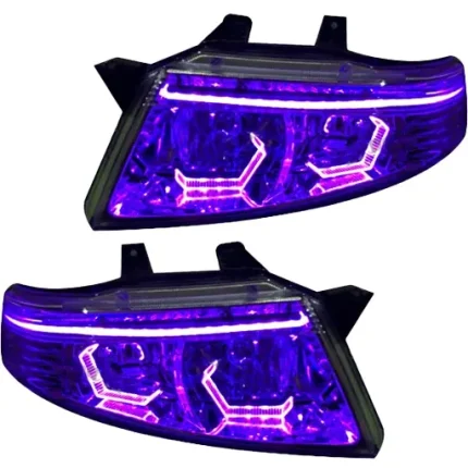 چراغ جلو اسپرت سمند سورن مدرن مدل Hexa-3D بنفش داخل فابریک دوحالته بدون موتور دو عددی