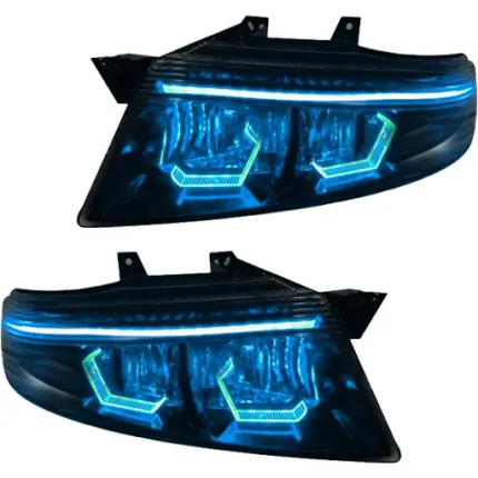 چراغ جلو اسپرت سمند سورن مدرن مدل Hexa-3D آبی یخی داخل مشکی دوحالته بدون موتور دو عددی