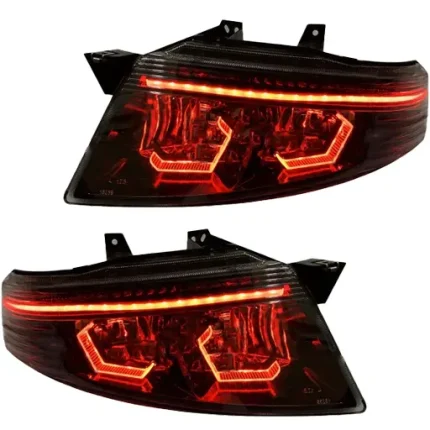 چراغ جلو اسپرت سمند سورن مدرن مدل Hexa-3D قرمز داخل مشکی دوحالته بدون موتور دو عددی