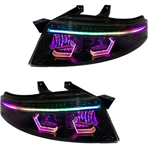 چراغ جلو اسپرت سمند سورن مدرن مدل Hexa-3D فول کالر (بلوتوثی) داخل مشکی دوحالته بدون موتور دو عددی