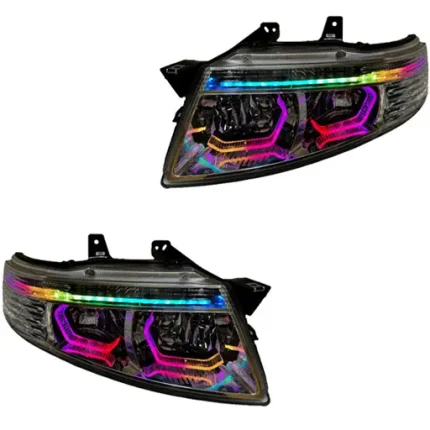 چراغ جلو اسپرت سمند سورن جمع ساز مدل Hexa-3D فول کالر (بلوتوثی) داخل فابریک دوحالته بدون موتور دو عددی