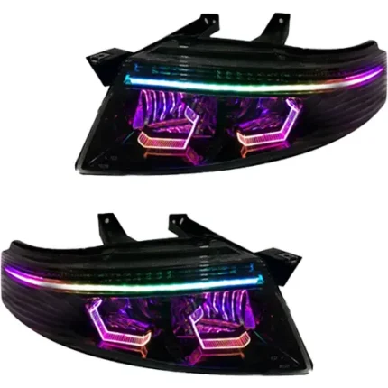 چراغ جلو اسپرت سمند سورن جمع ساز مدل Hexa-3D فول کالر (بلوتوثی) داخل مشکی دوحالته بدون موتور دو عددی