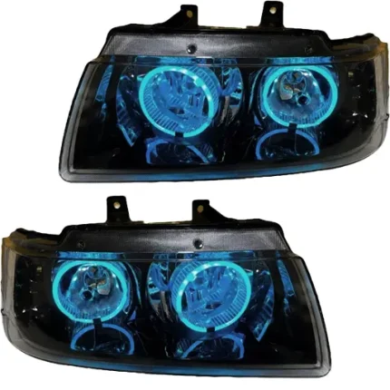 چراغ جلو اسپرت سمند LX مدرن مدل حلقه 3D آبی یخی داخل مشکی بدون موتور دو عددی