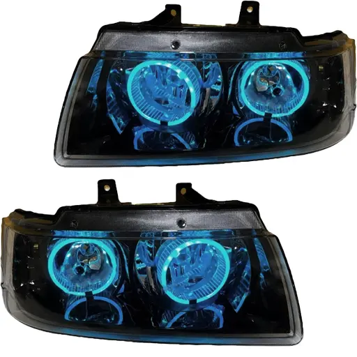 چراغ جلو اسپرت سمند LX مدرن مدل حلقه 3D آبی یخی داخل مشکی بدون موتور دو عددی چراغ جلو اسپرت سمند LX مدرن مدل حلقه 3D آبی یخی داخل مشکی بدون موتور دو عددی