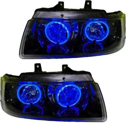 چراغ جلو اسپرت سمند LX کروز مدل حلقه 3D آبی داخل مشکی بدون موتور دو عددی