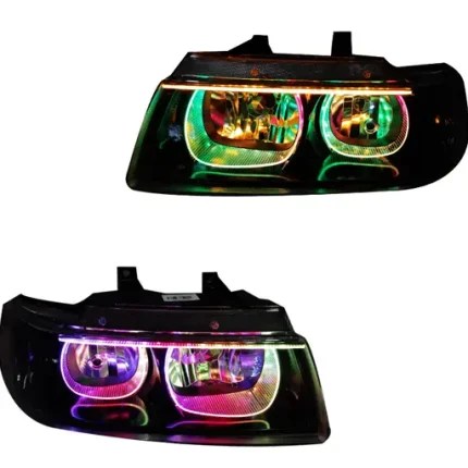 چراغ جلو اسپرت سمند LX کروز مدل 3D-U-Plus فول کالر (بلوتوثی) داخل مشکی دوحالته بدون موتور دو عددی