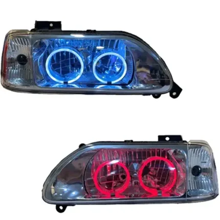 چراغ جلو اسپرت پراید 131 جمع ساز مدل Bmw-3D مولتی کالر (ریموت دار) داخل فابریک بدون موتور دو عددی