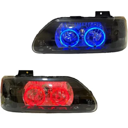 چراغ جلو اسپرت پراید 131 جمع ساز مدل Bmw-3D مولتی کالر (ریموت دار) داخل مشکی بدون موتور دو عددی