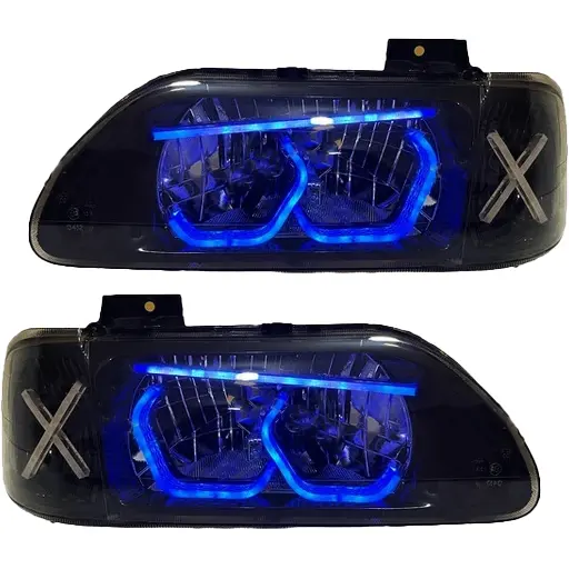 چراغ جلو اسپرت پراید 131 مدرن مدل 3D-Hexa-X آبی داخل مشکی دوحالته بدون موتور دو عددی چراغ جلو اسپرت پراید 131 مدرن مدل 3D-Hexa-X آبی داخل مشکی دوحالته بدون موتور دو عددی
