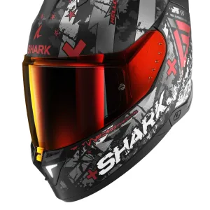 کلاه کاسکت فک ثابت SHARK مدل SKWAL i3 HELLCAT MATTE BLACK CHROME RED