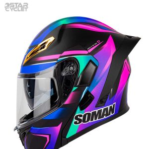 کلاه کاسکت فک متحرک سومان مدل 955 VISION-BLUE-PURPLE