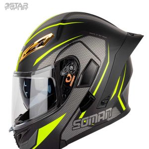 کلاه کاسکت فک متحرک سومان 955 مدل CARBON-YELLOW